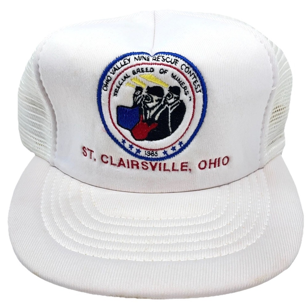 Vintage Coal Mining Trucker Hat Cap Mesh Mine Safety Contest Ohio Valley 80s 90s